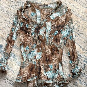 Stylish Brown and Blue Women's Top